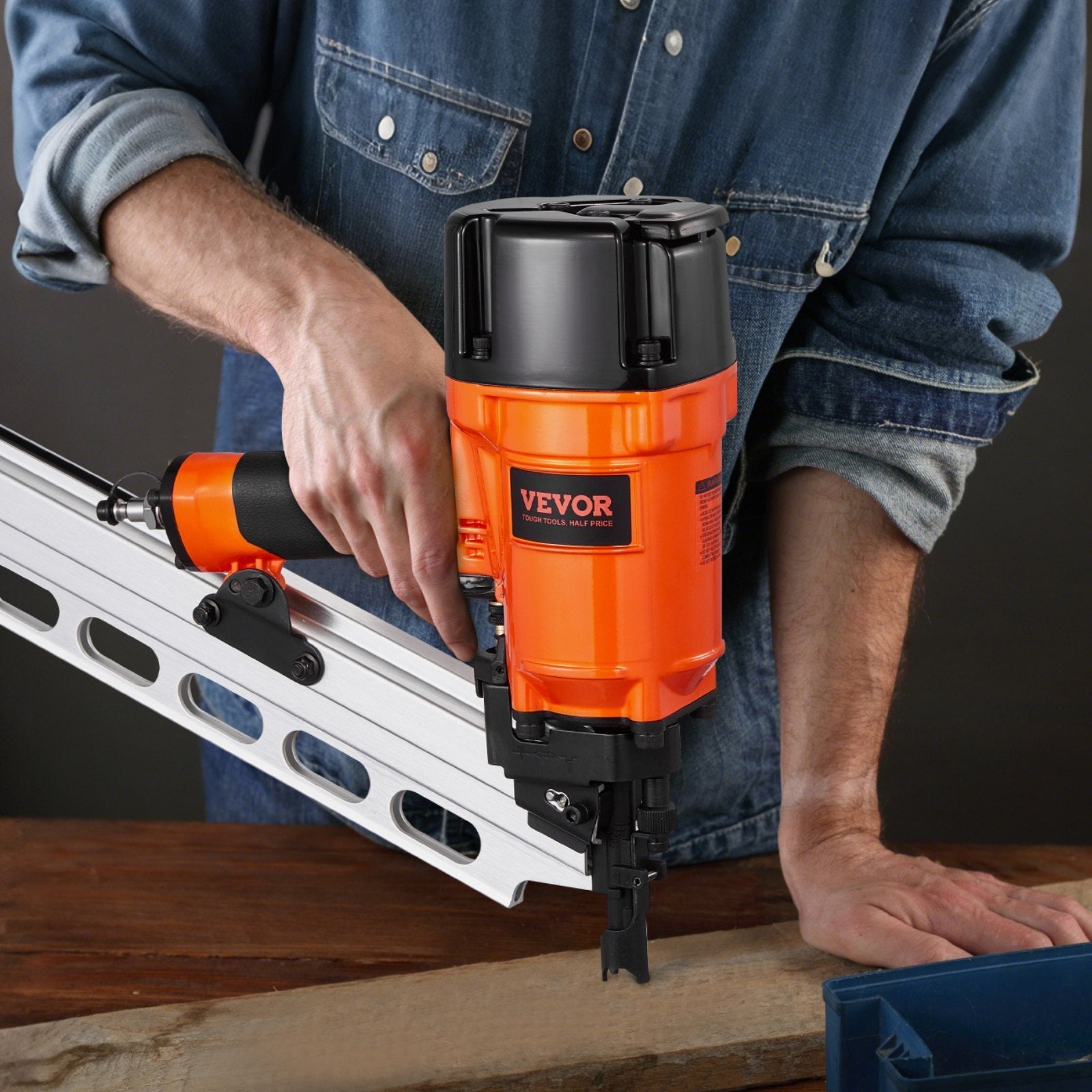 VEVOR Framing Nailer 2" to 3-1/2" 21° Full Round Head Pneumatic Framing Nailer 