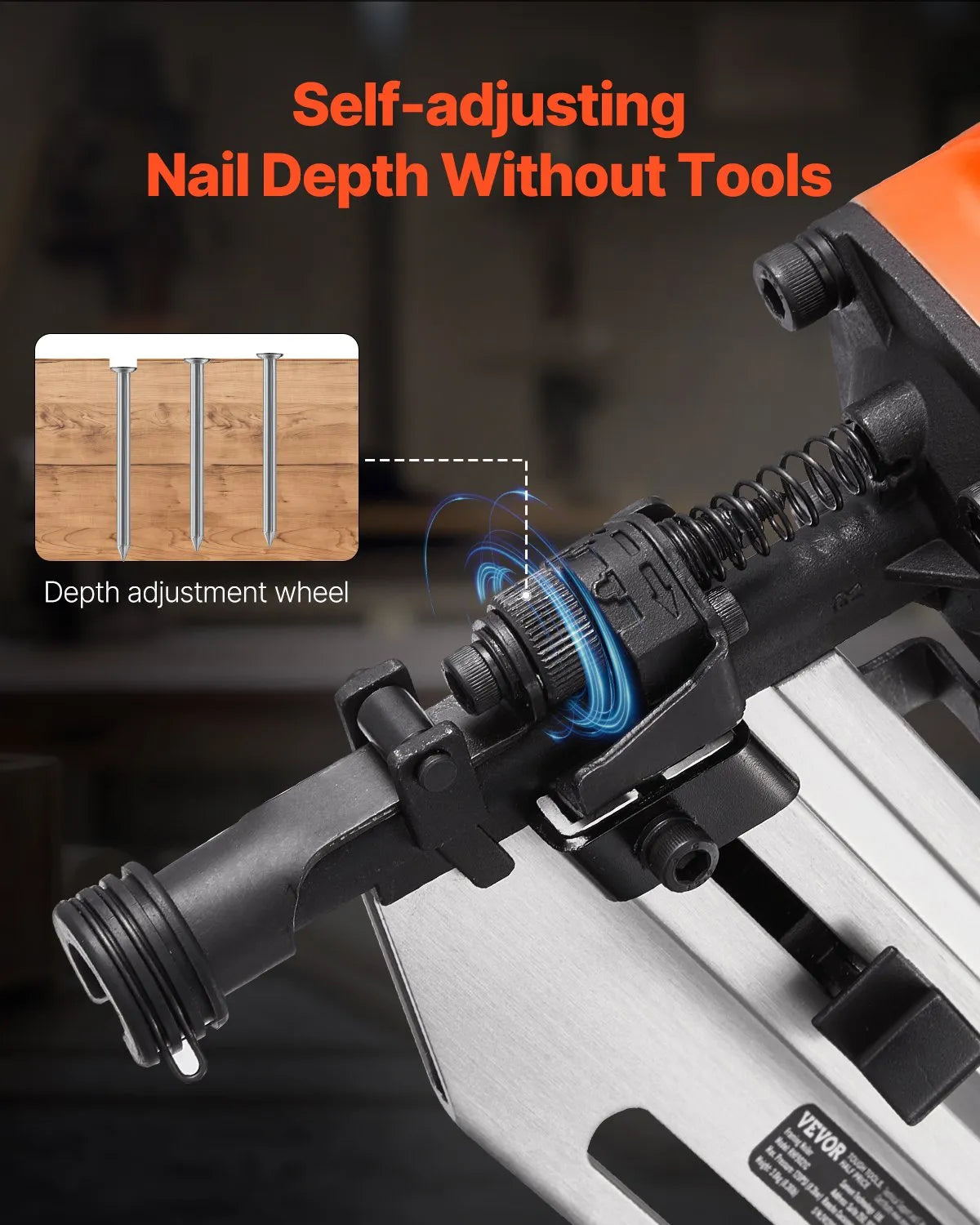 VEVOR Framing Nailer 2" to 3-1/2" 21° Full Round Head Pneumatic Framing Nail Gun