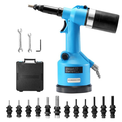 VEVOR Pneumatic Air Riveter Heavy Duty Rivet Gun Tool Kit 13 Size Nose Pieces 