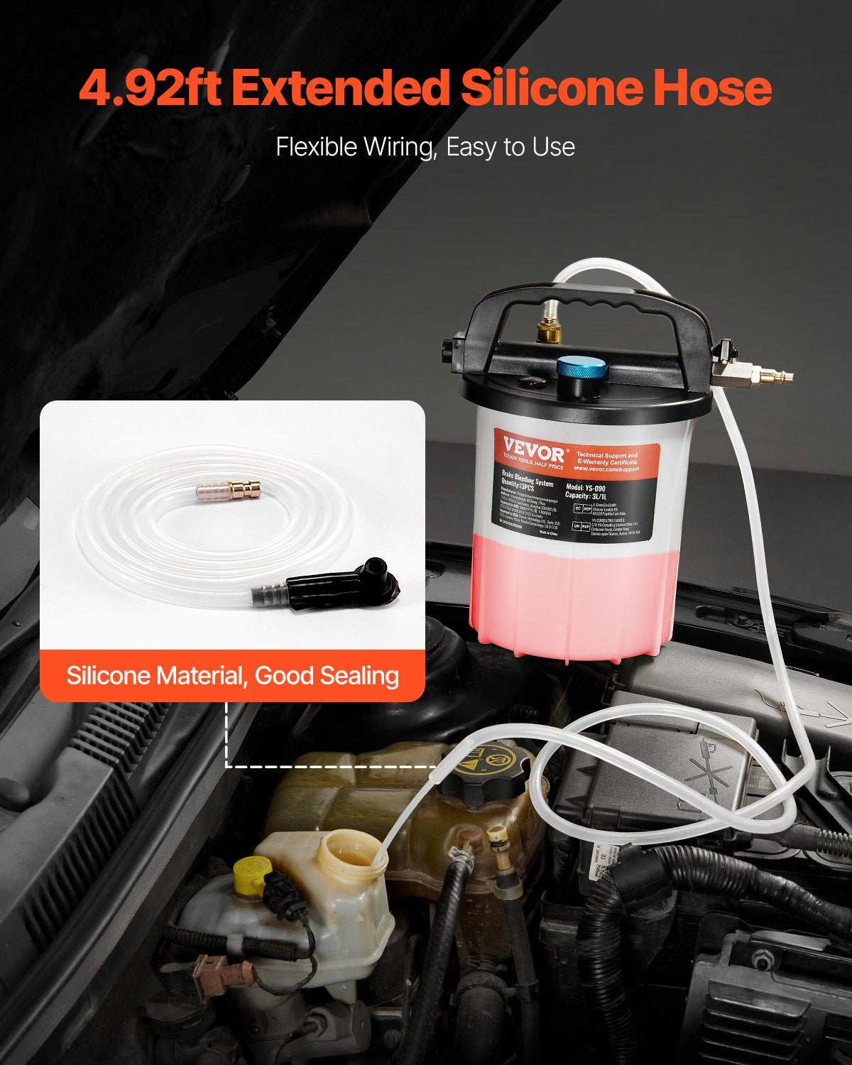 VEVOR 3L Brake Fluid Extractor Brake Bleeder Kit with 13 Hose Connectors 