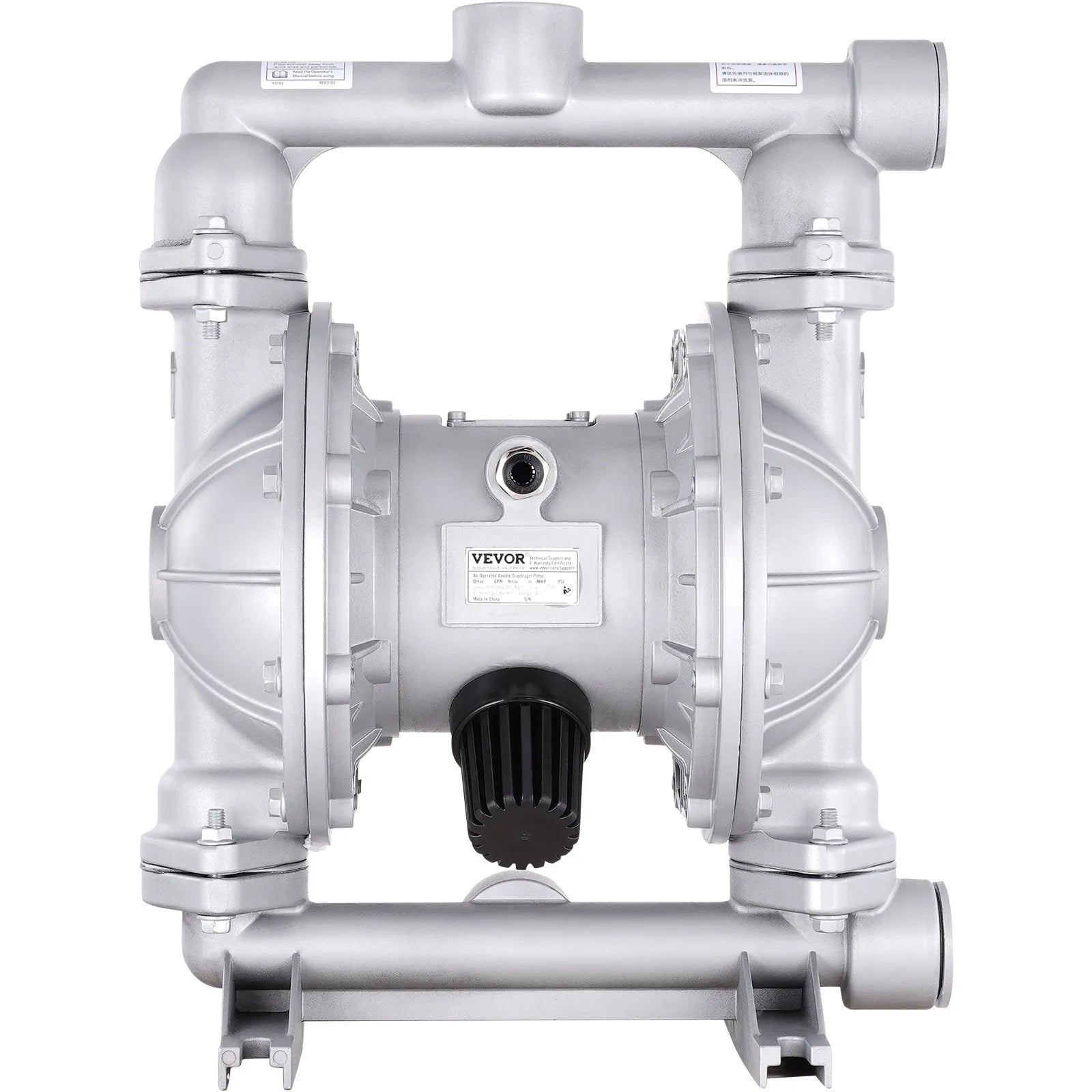 VEVOR Air Operated Double Diaphragm Pump, 44GPM, Max 115PSI Air Waste Oil Pneumatic Transfer Pump with 2 Extra Diaphragms, 1-1/2 inch Inlet & Outlet Aluminum Alloy Diaphragm Pump for Diesel Grease Oil