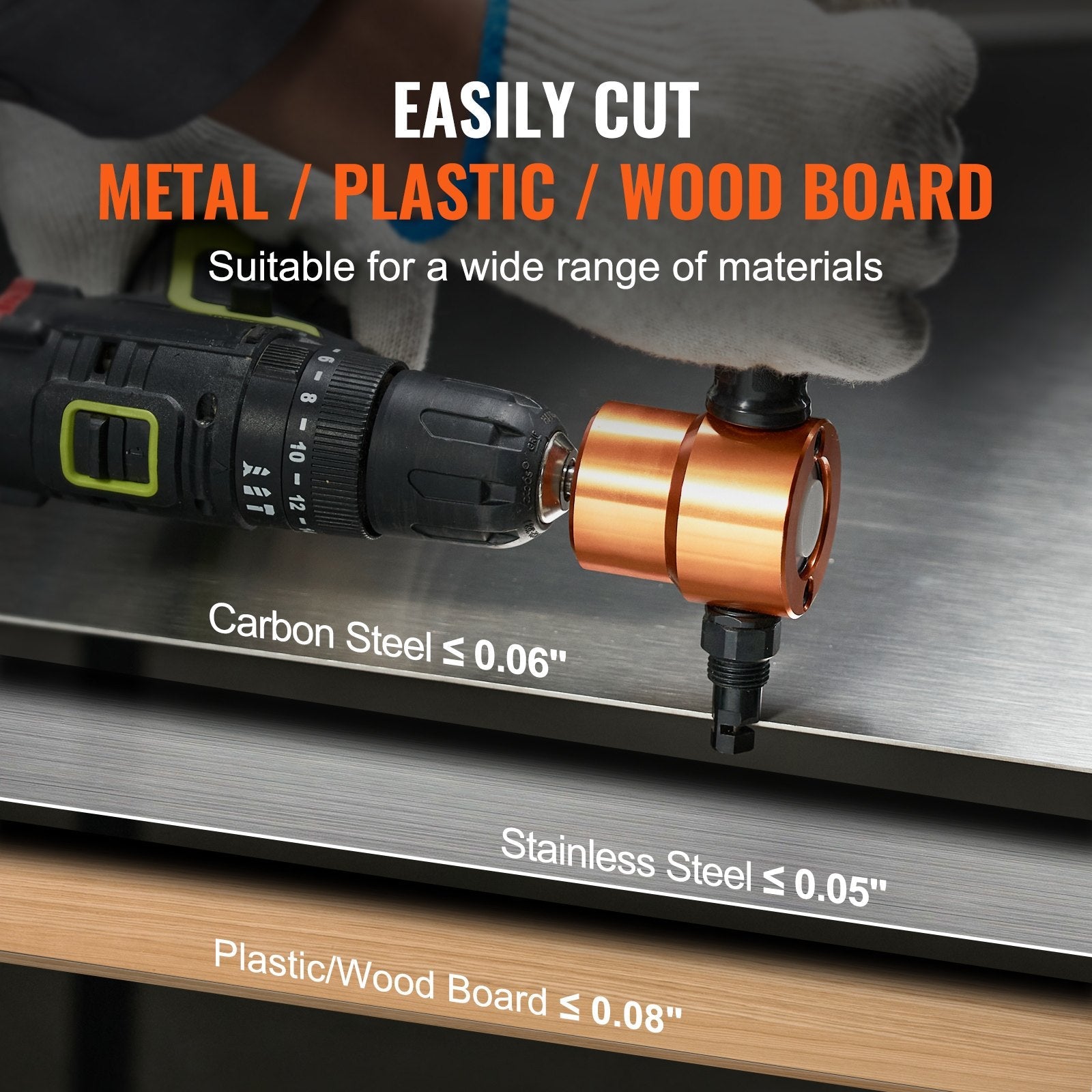 VEVOR Double Head Sheet Metal Nibbler Cutter, 360 Degree Metal Nibbler Drill Attachment with Extra Punch and Die, Cutting Hole Accessory and Step Drill Bit, for Straight Curve and Circle Cutting 