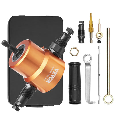 VEVOR Double Head Sheet Metal Nibbler Cutter, 360 Degree Metal Nibbler Drill Attachment with Extra Punch and Die, Cutting Hole Accessory and Step Drill Bit, for Straight Curve and Circle Cutting 