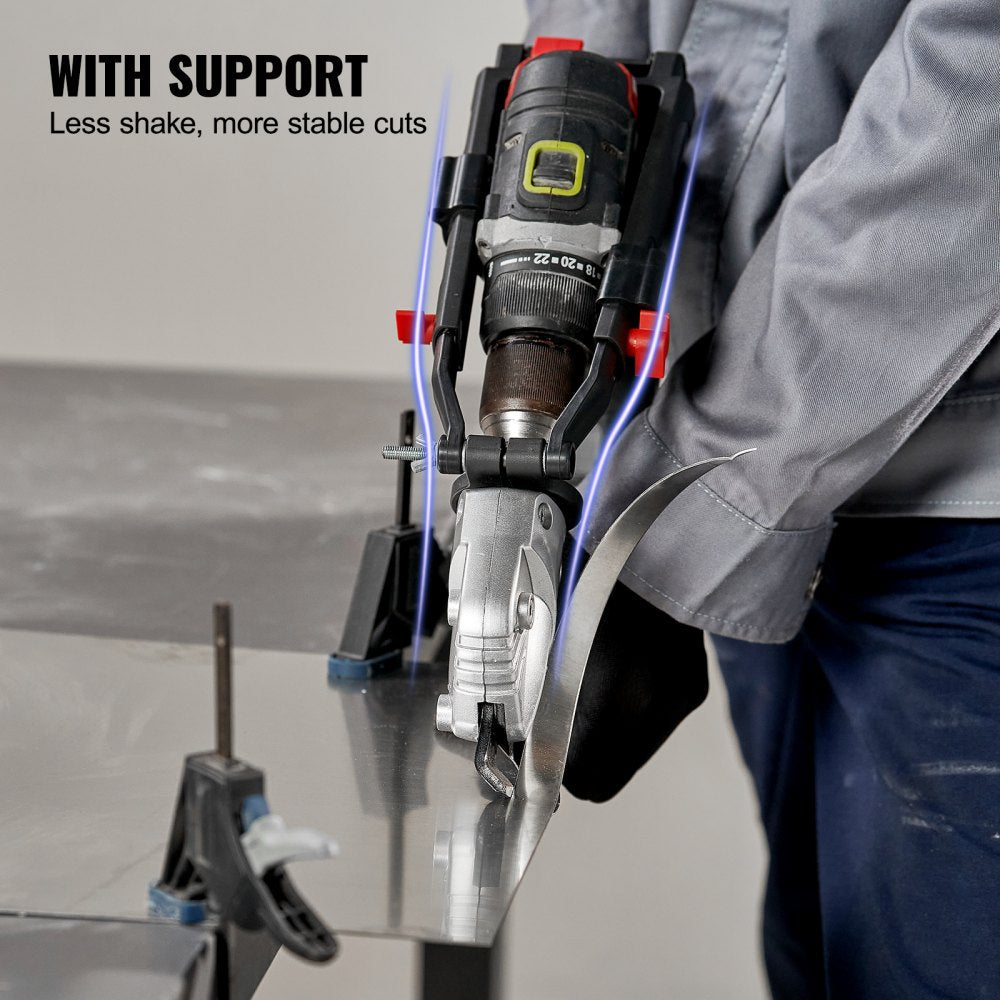 VEVOR Metal Cutter Drill Attachment, Metal Shears Attachment with 360 Degree Pivoting Head, for Cutting Max. 21 GA Stainless Steel, 18 GA Galvanized Steel, and 14 GA Aluminum Metal Sheets 