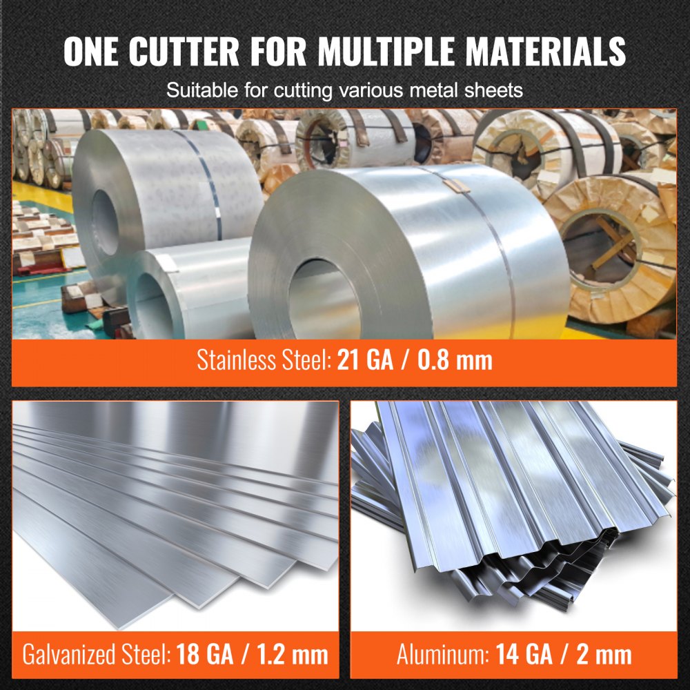VEVOR Metal Cutter Drill Attachment, Metal Shears Attachment with 360 Degree Pivoting Head, for Cutting Max. 21 GA Stainless Steel, 18 GA Galvanized Steel, and 14 GA Aluminum Metal Sheets 
