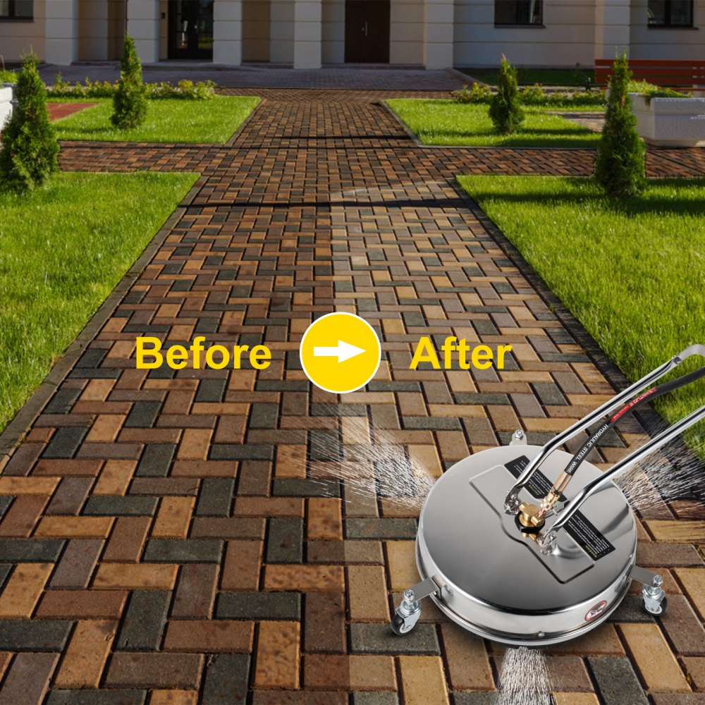 VEVOR Surface Cleaner, 4000 psi Pressure Surface Cleaner, 16" Pressure Washer Surface Cleaner 1/4" QC Pressure Washing Surface Cleaner Stainless Steel Pressure Cleaner for Decks with Twin Rotary Arm 