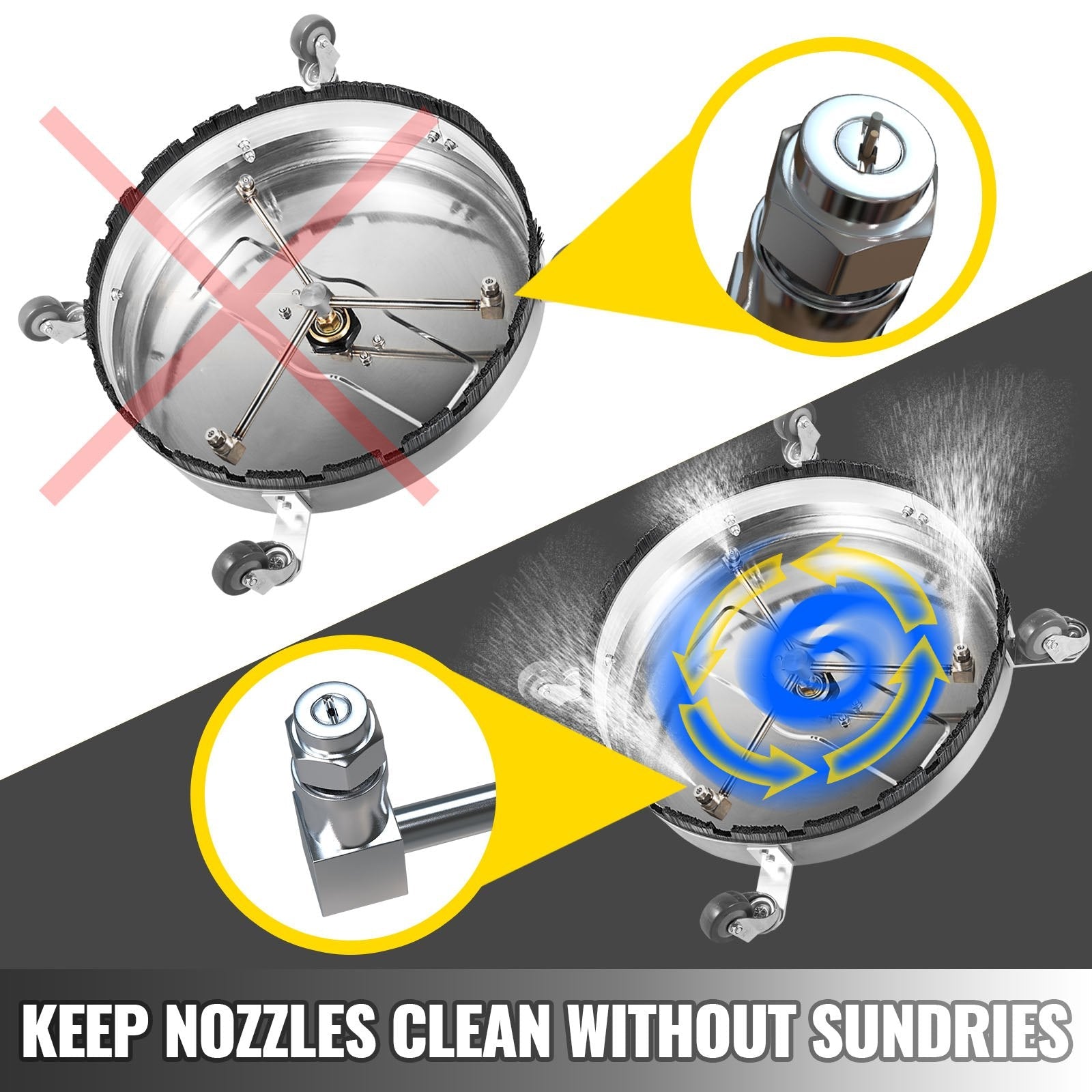 Surface Cleaner Pressure Washer Flat Surface Cleaner 18" 4000psi Rotating 3/8 QC 