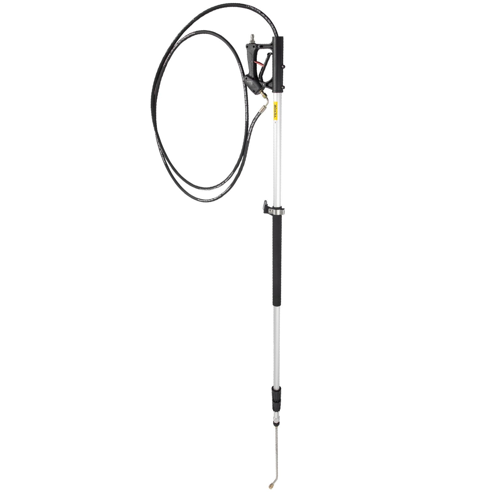 VEVOR Telescoping Pressure Washer Wand, 18ft Length Adjustable Power Washer Extension Wand, 4000PSI 9GPM Power Cleaning Tools w/ Strap Belt, 5 Nozzle Tips, 3/8'' & 1/4'' Quick Connectors, Silver/Black 
