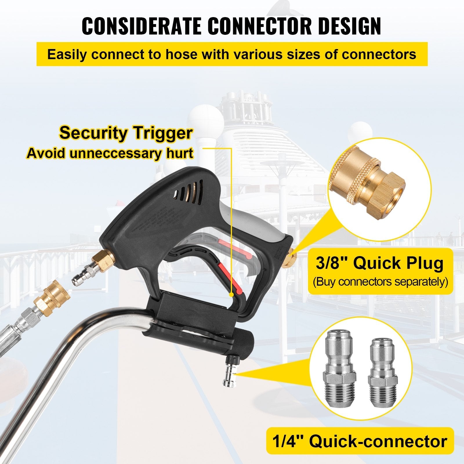 VEVOR Pressure Washer Surface Cleaner, 20'', Max. 4000 PSI Pressure by 2 Nozzles for Cleaning Driveways, Sidewalks, Stainless Steel Frame w/ Rotating Dual Handle, Wheels, Fit for 3/8'' Quick Connector 