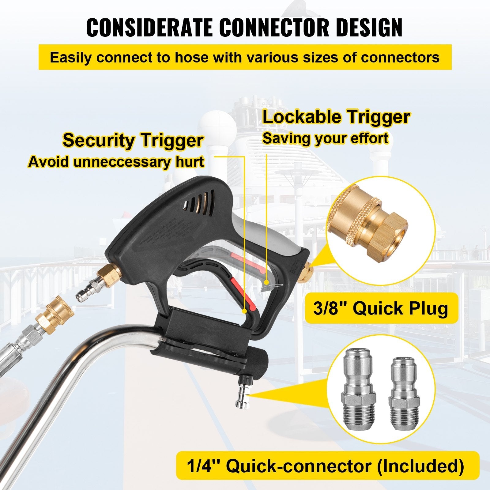 VEVOR Pressure Washer Surface Cleaner, 24'', Max. 4000 PSI Pressure by 2 Nozzles for Cleaning Driveways, Sidewalks, Stainless Steel Frame w/ Rotating Dual Handle, Wheels, Fit for 3/8'' Quick Connector 