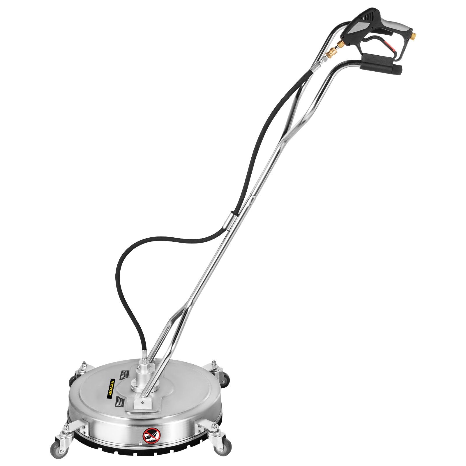 VEVOR Pressure Washer Surface Cleaner, 24'', Max. 4000 PSI Pressure by 2 Nozzles for Cleaning Driveways, Sidewalks, Stainless Steel Frame w/ Rotating Dual Handle, Wheels, Fit for 3/8'' Quick Connector 