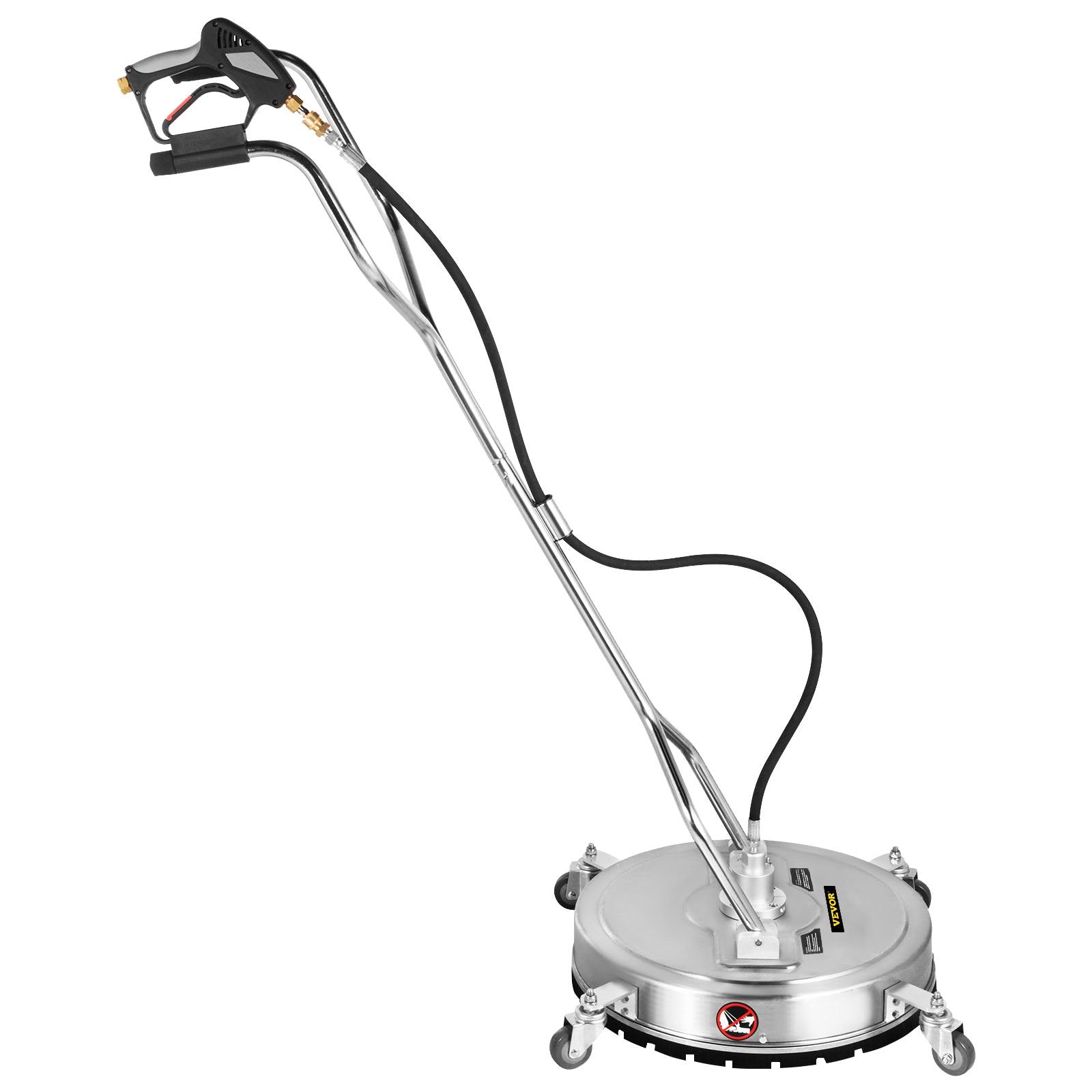 VEVOR Pressure Washer Surface Cleaner, 24'', Max. 4000 PSI Pressure by 2 Nozzles for Cleaning Driveways, Sidewalks, Stainless Steel Frame w/ Rotating Dual Handle, Wheels, Fit for 3/8'' Quick Connector 