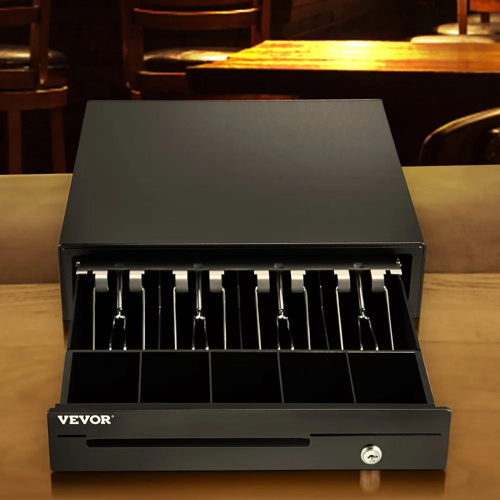 VEVOR Cash Register Drawer, 13" 12 V, for POS System with 4 Bill 5 Coin Cash Tray, Removable Coin Compartment & 2 Keys Included, RJ11/RJ12 Cable for Supermarket, Bar, Coffee Shop, Restaurant