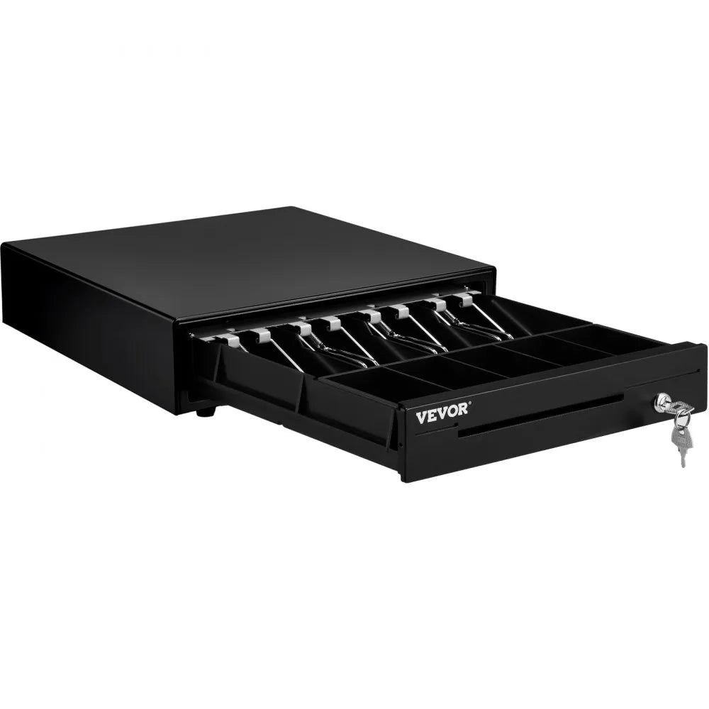 VEVOR Cash Register Drawer, 13" 12 V, for POS System with 4 Bill 5 Coin Cash Tray, Removable Coin Compartment & 2 Keys Included, RJ11/RJ12 Cable for Supermarket, Bar, Coffee Shop, Restaurant