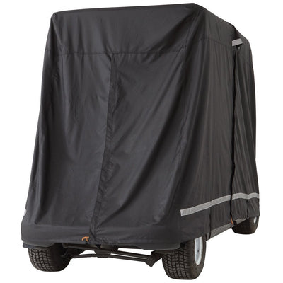 VEVOR 4 Passenger Golf Cart Cover, 600D Polyester Full Cover, Universal Fits for Most Brand Club Car Covers, Waterproof, Sunproof, and Dustproof Outdoor Golf Cart Cover with Three Zipper Doors, Black 