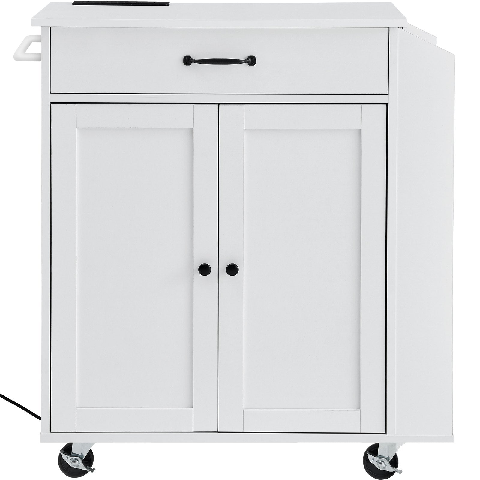 VEVOR Kitchen Island Cart Rolling Storage Cabinet on Wheel with Charging Station 