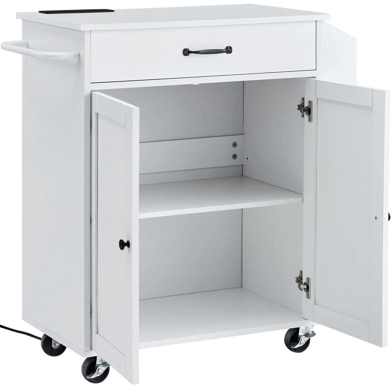 VEVOR Kitchen Island Cart Rolling Storage Cabinet on Wheel with Charging Station 