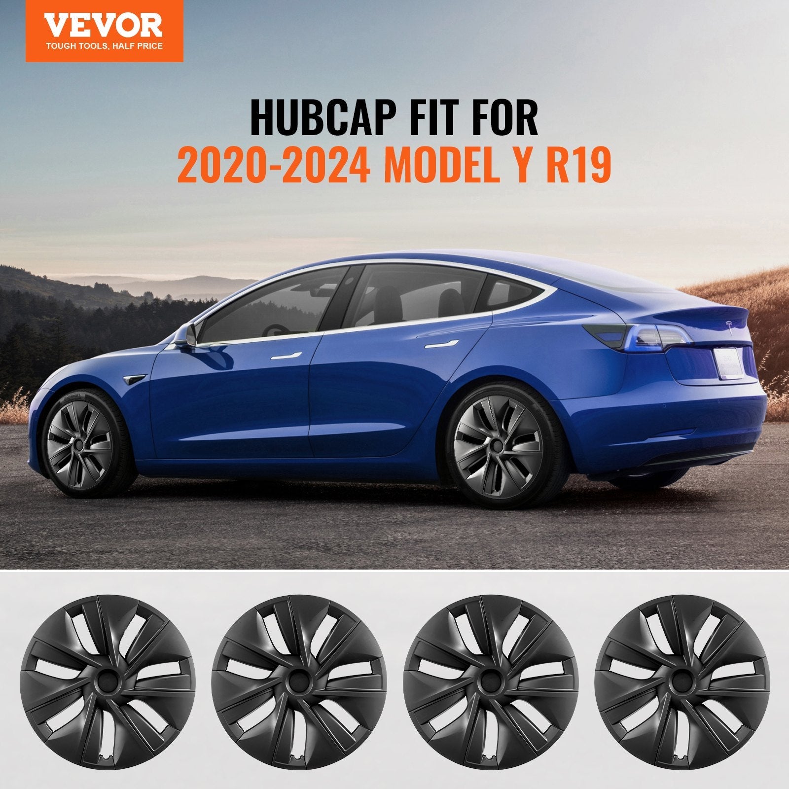 VEVOR 19" Wheel Rim Cover for 2020-2023 Model Y Hubcap with Valve Nozzle Hole 