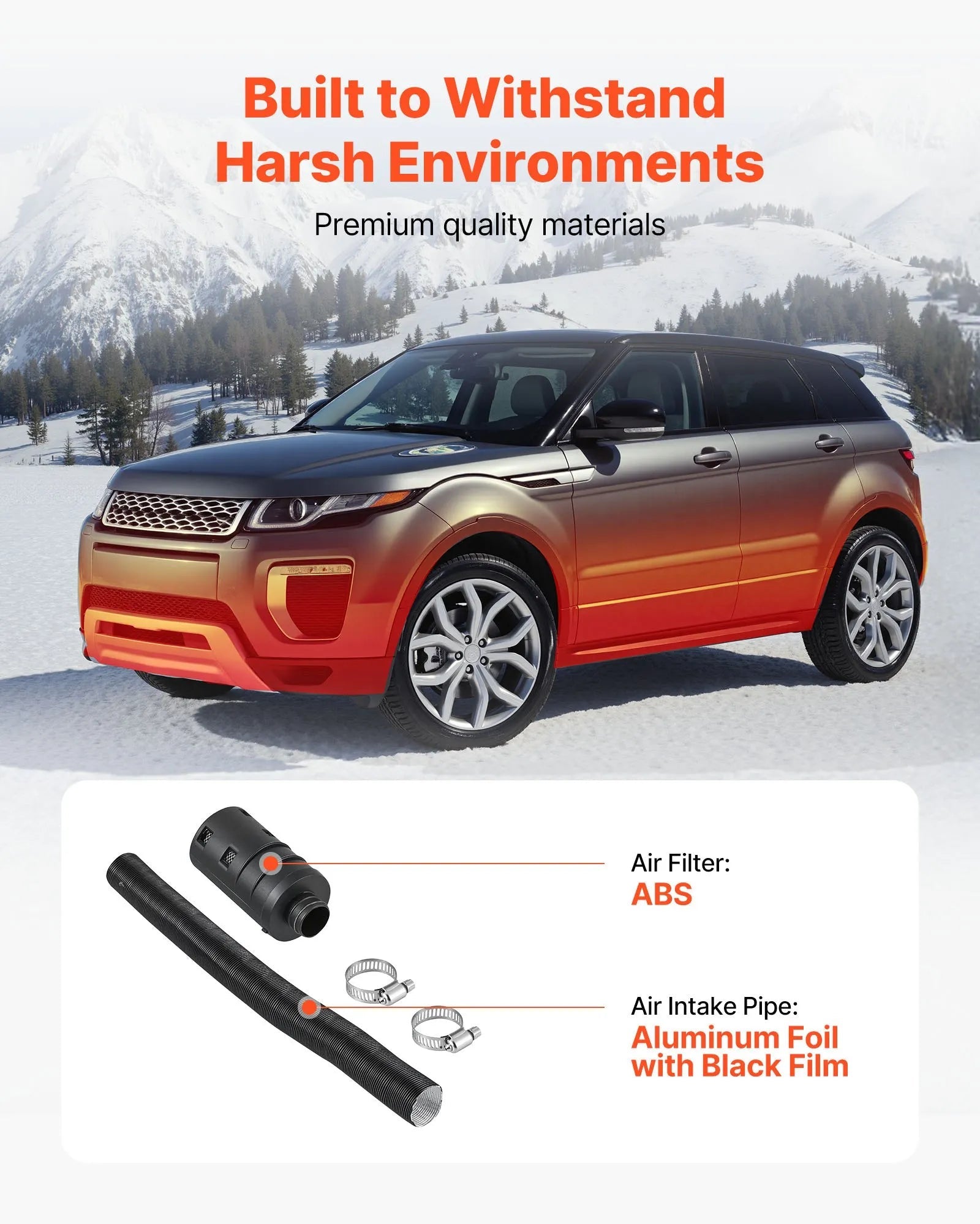 VEVOR Diesel Heater Intake Pipe Kit, 0.98 Inch Car Air Parking Heater Ducting Hose, Stretchable & Bendable Air Intake Filter Silencer for 2KW, 5KW, 8KW Diesel Heaters 