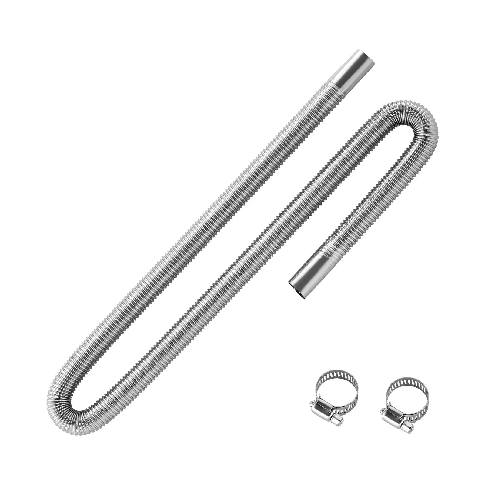 VEVOR Diesel Heater Exhaust Hose, 47.2 inch Stainless Steel Flexible Pipe with 2 Clamps for 2KW/5KW/8KW Diesel Heaters 