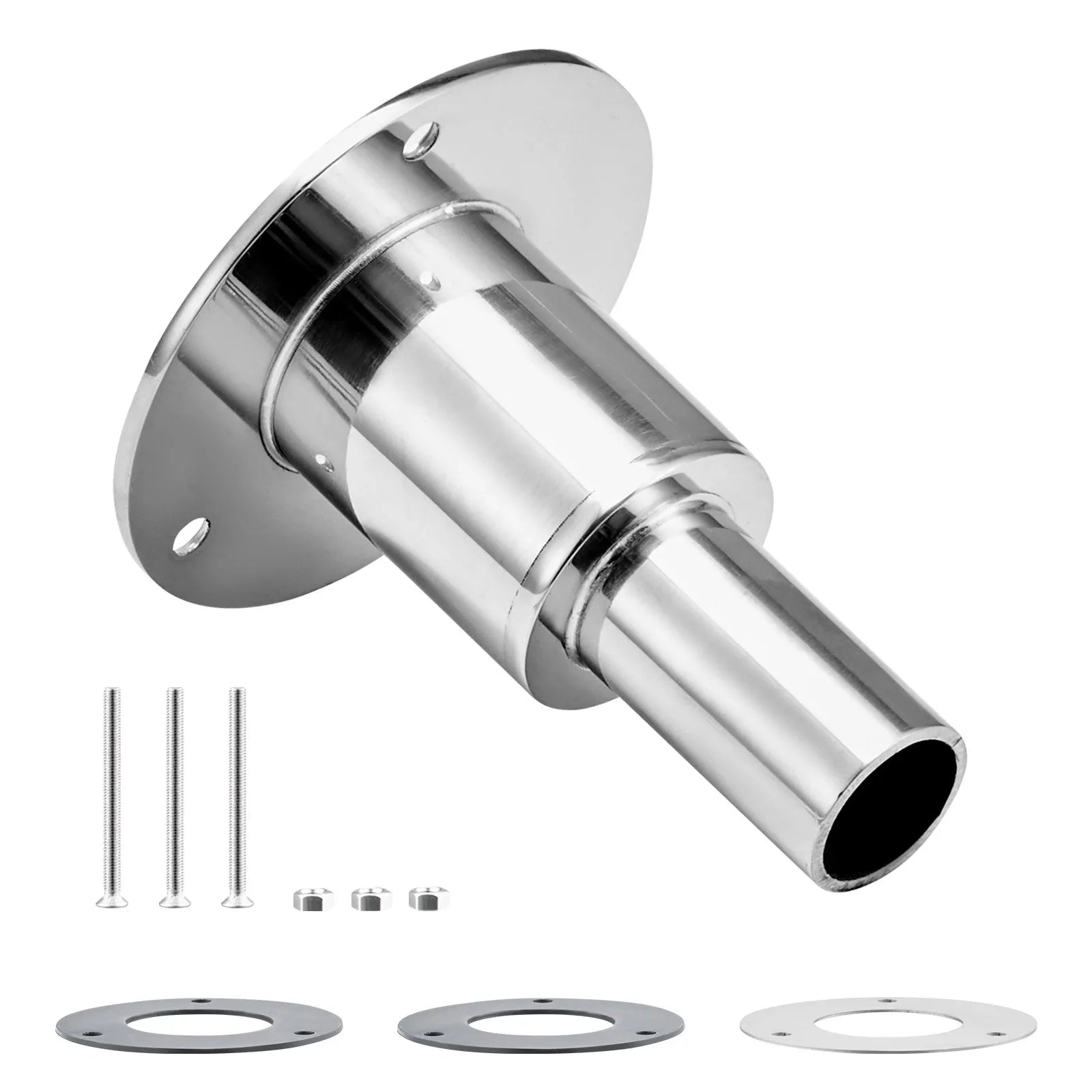VEVOR Thru Hull Exhaust Skin Fitting – 0.94 Inch Straight Diesel Heater Exhaust Kit with Screws, Nuts & Gasket, 316 Stainless Steel 