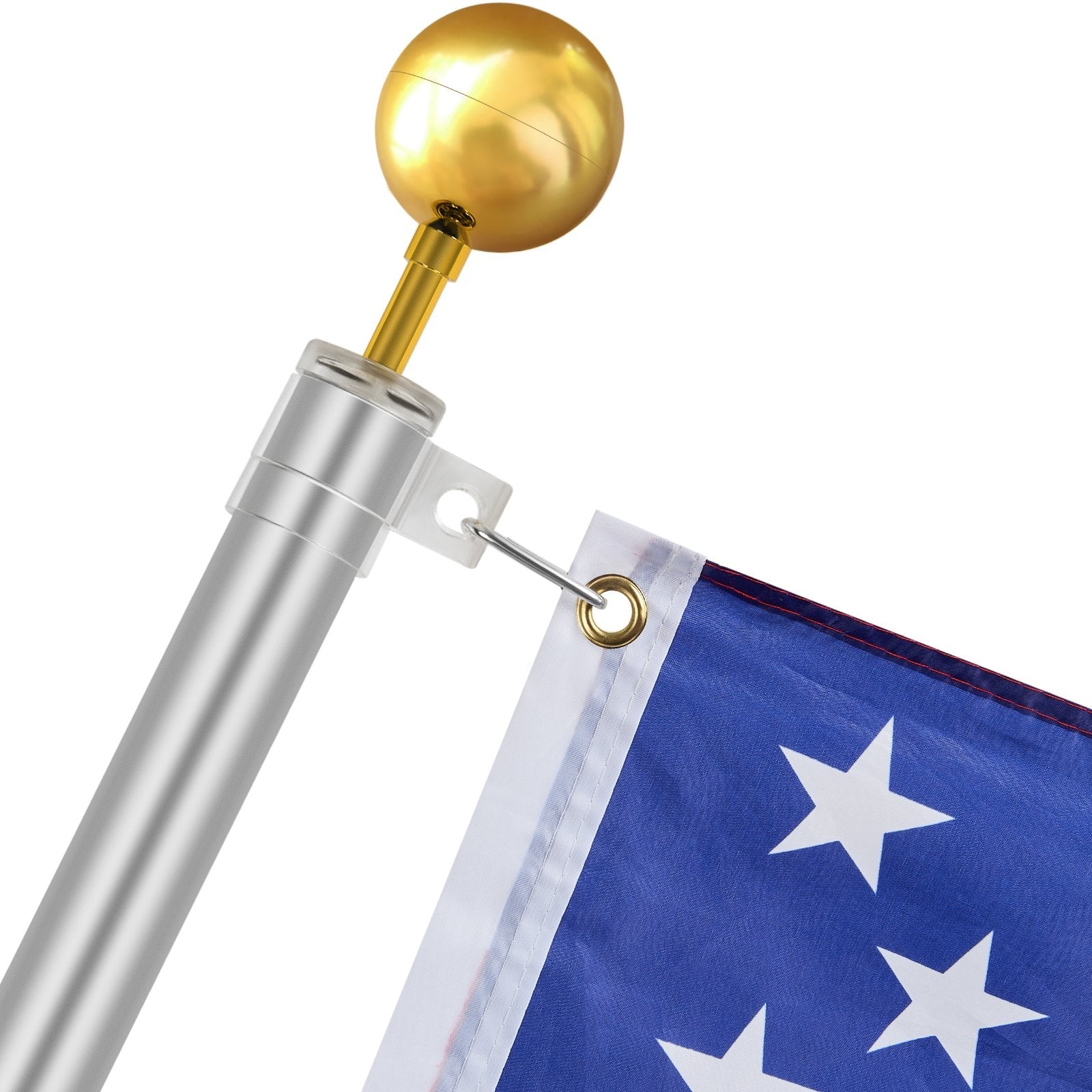 VEVOR 30FT Telescopic Flagpole Kit Heavy Duty Aluminum Flag Pole Silver 