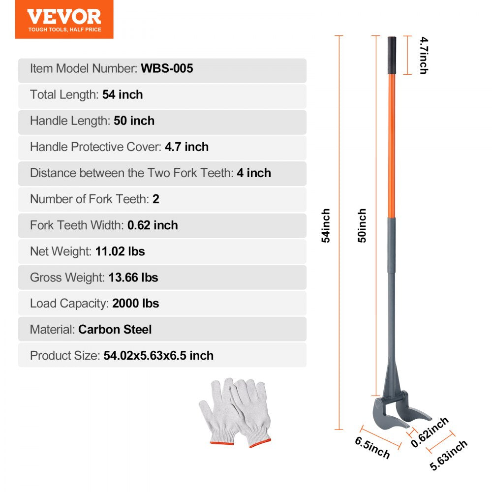 VEVOR Pallet Buster, 50-Inch Handle, 2000 lbs Weight Capacity, Q235 Carbon Steel, Heavy Duty Deck Wrecker Demolition Wood Pallet Tool Breaker Pry Bar Puller for Efficient and Effortless Board Removal 