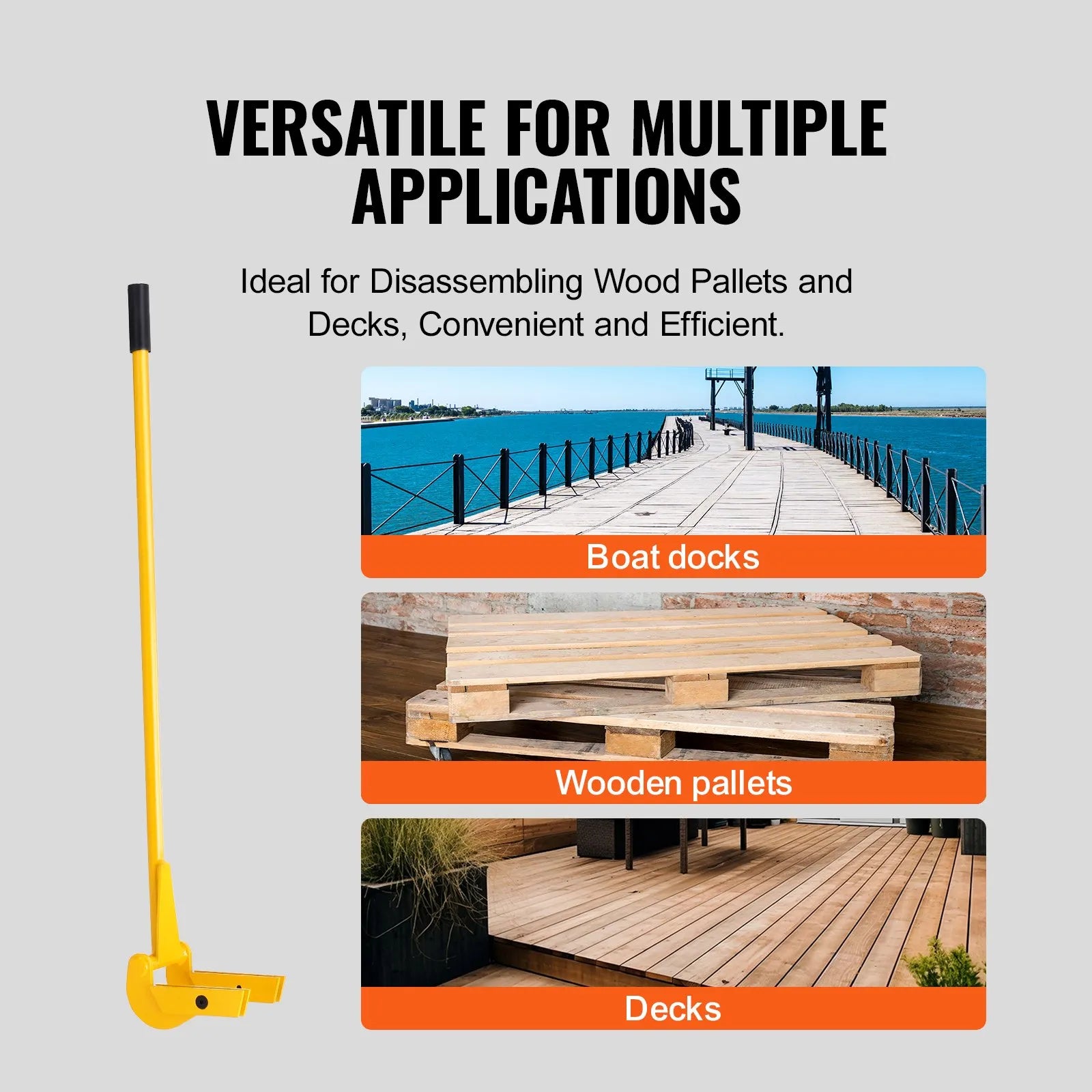 VEVOR Pallet Buster, 41-Inch Handle, 2000 lbs Weight Capacity, Q235 Carbon Steel, Heavy Duty Deck Wrecker Demolition Wood Pallet Tool Breaker Pry Bar Puller for Efficient and Effortless Board Removal