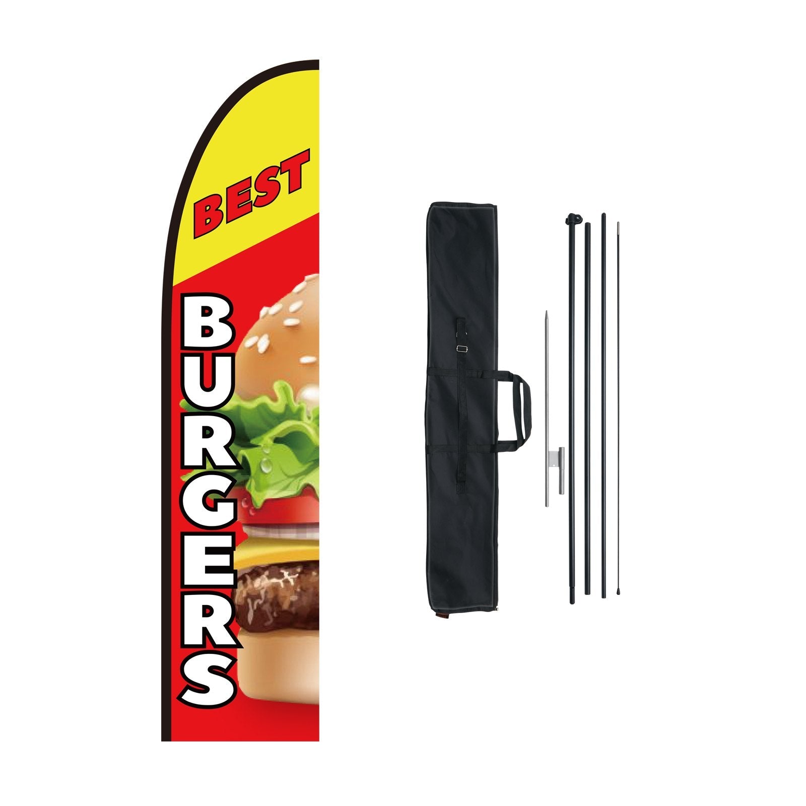 VEVOR Burger Restaurant Advertising Feather Flag Kit Swooper Flag Poles 16.3 FT 