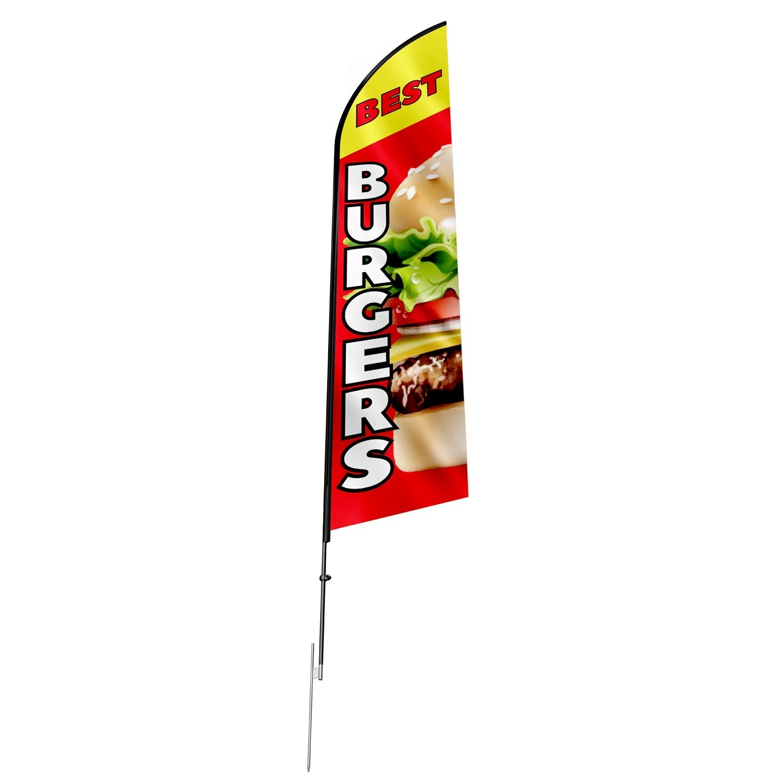 VEVOR Burger Restaurant Advertising Feather Flag Kit Swooper Flag Poles 16.3 FT 