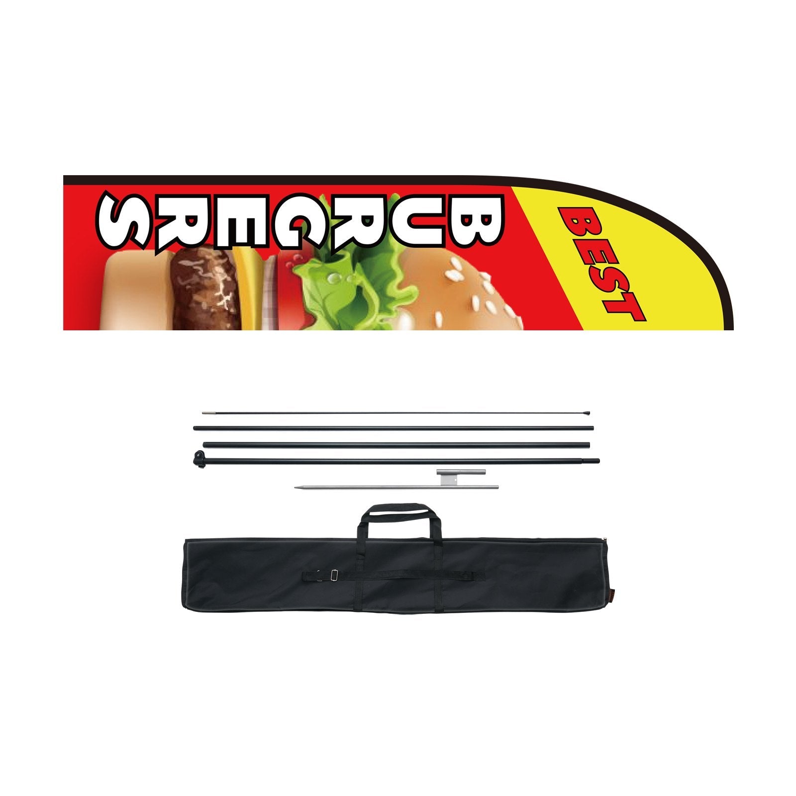 VEVOR Burger Restaurant Advertising Feather Flag Kit Swooper Flag Poles 16.3 FT 