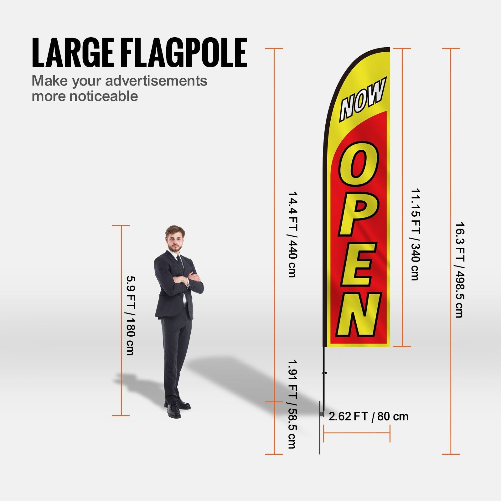 VEVOR Open Flags for Business Advertising Feather Flag Kit Open Look Welcome 