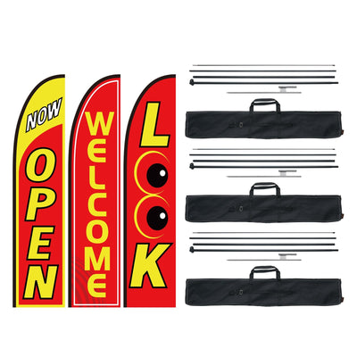 VEVOR Open Flags for Business Advertising Feather Flag Kit Open Look Welcome 