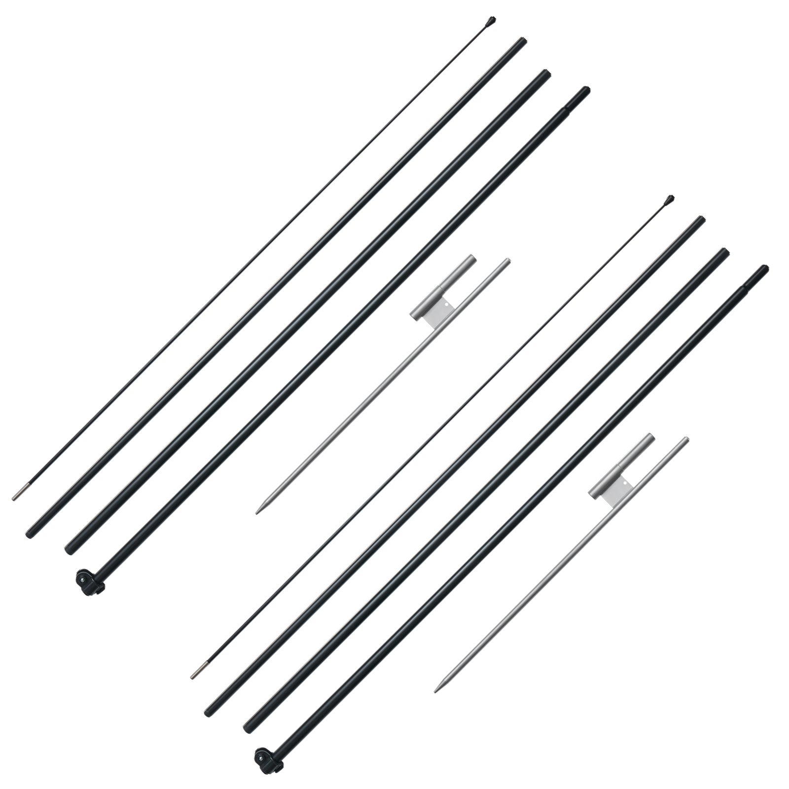 VEVOR Feather Flag Pole Kit 2 Packs Swooper Flag Pole 16.3 ft with Ground Stakes 