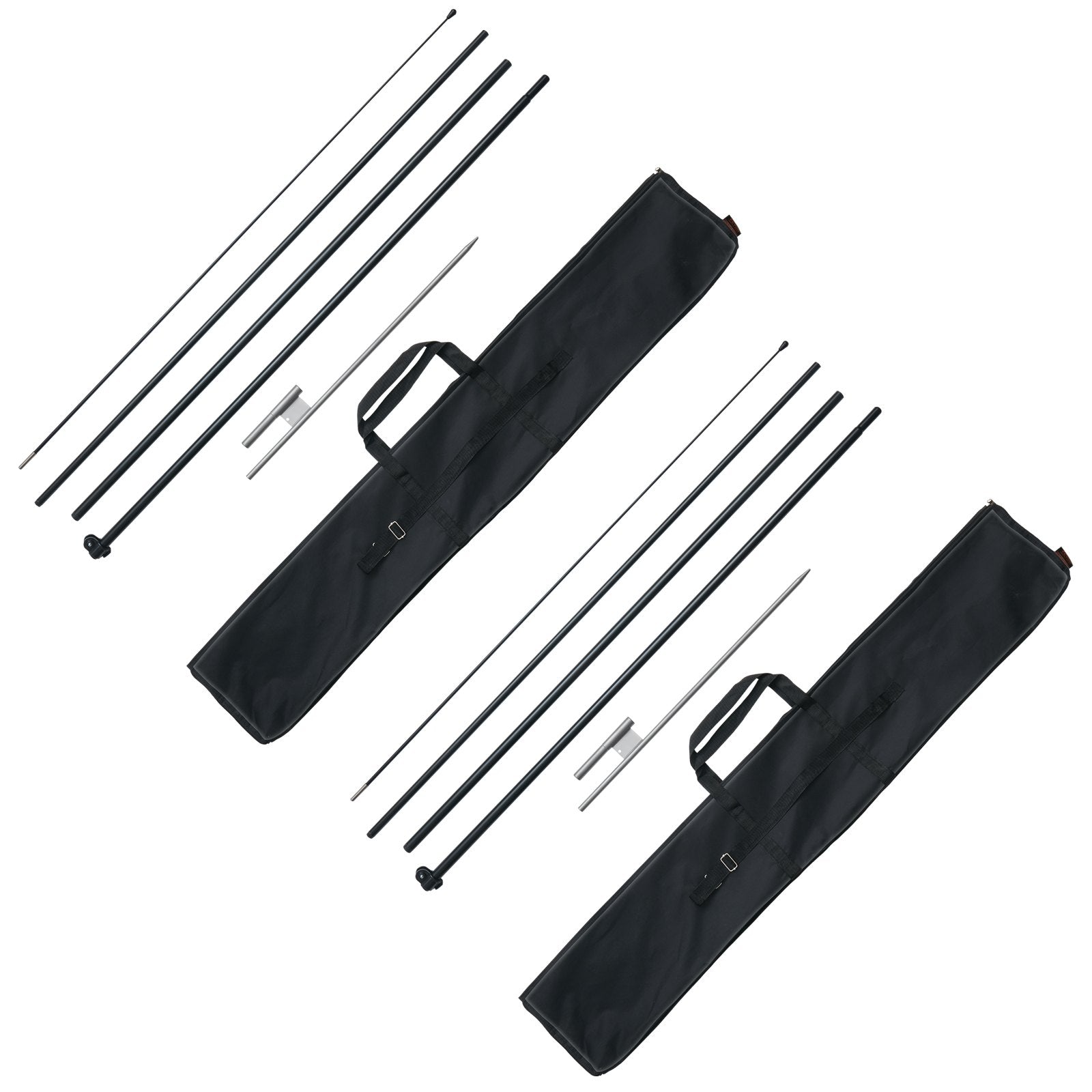 VEVOR Feather Flag Pole Kit 2 Packs Swooper Flag Pole 16.3 ft with Ground Stakes 