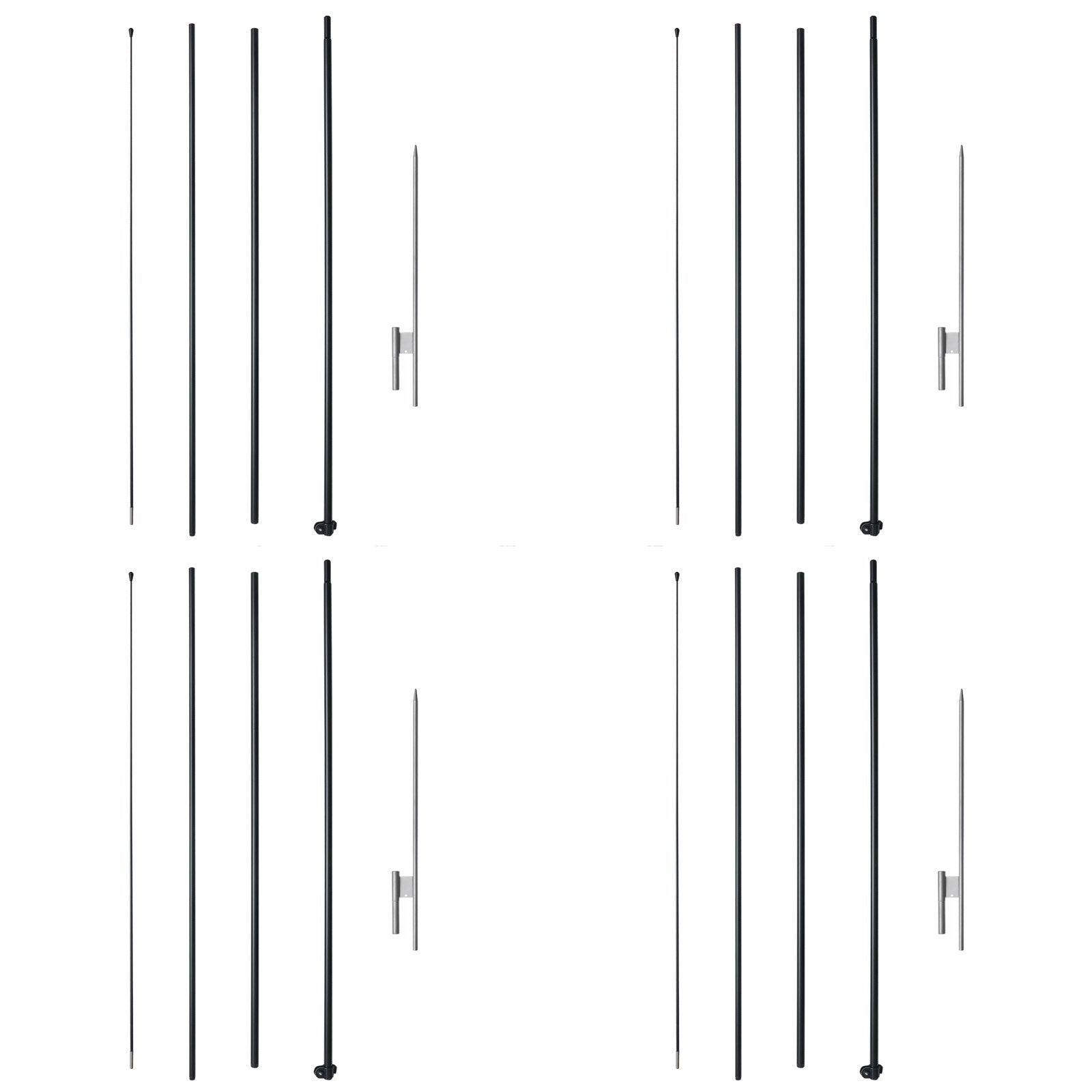 VEVOR Feather Flag Pole Kit 4 Packs Swooper Flag Pole 16.3 ft with Ground Stakes 