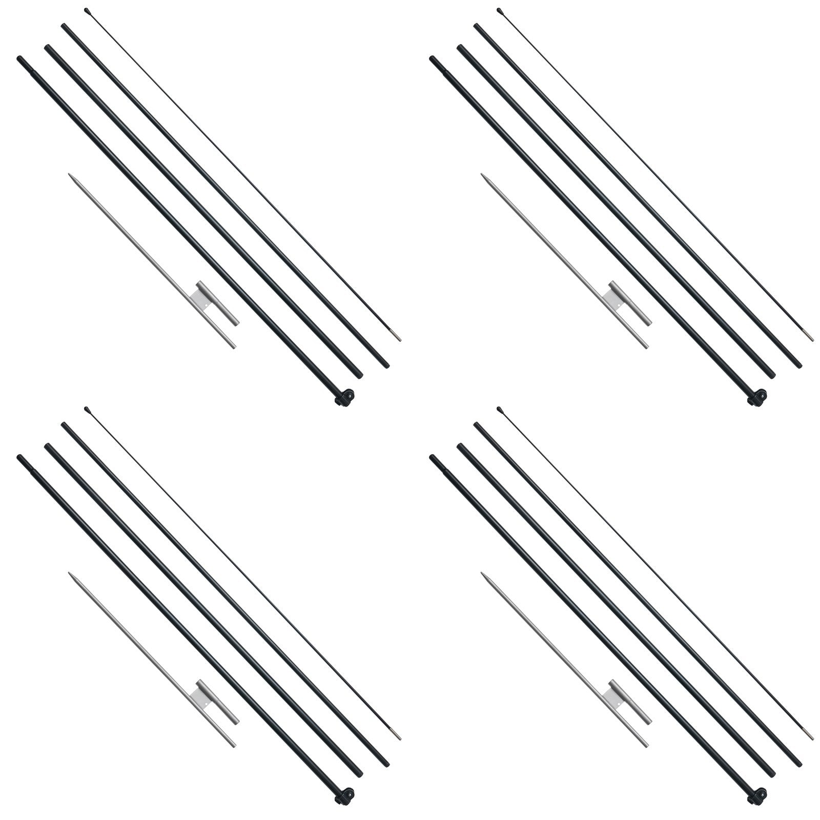 VEVOR Feather Flag Pole Kit 4 Packs Swooper Flag Pole 16.3 ft with Ground Stakes 