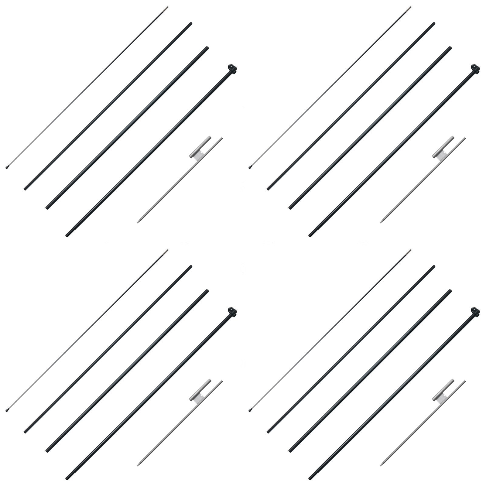 VEVOR Feather Flag Pole Kit 4 Packs Swooper Flag Pole 16.3 ft with Ground Stakes 