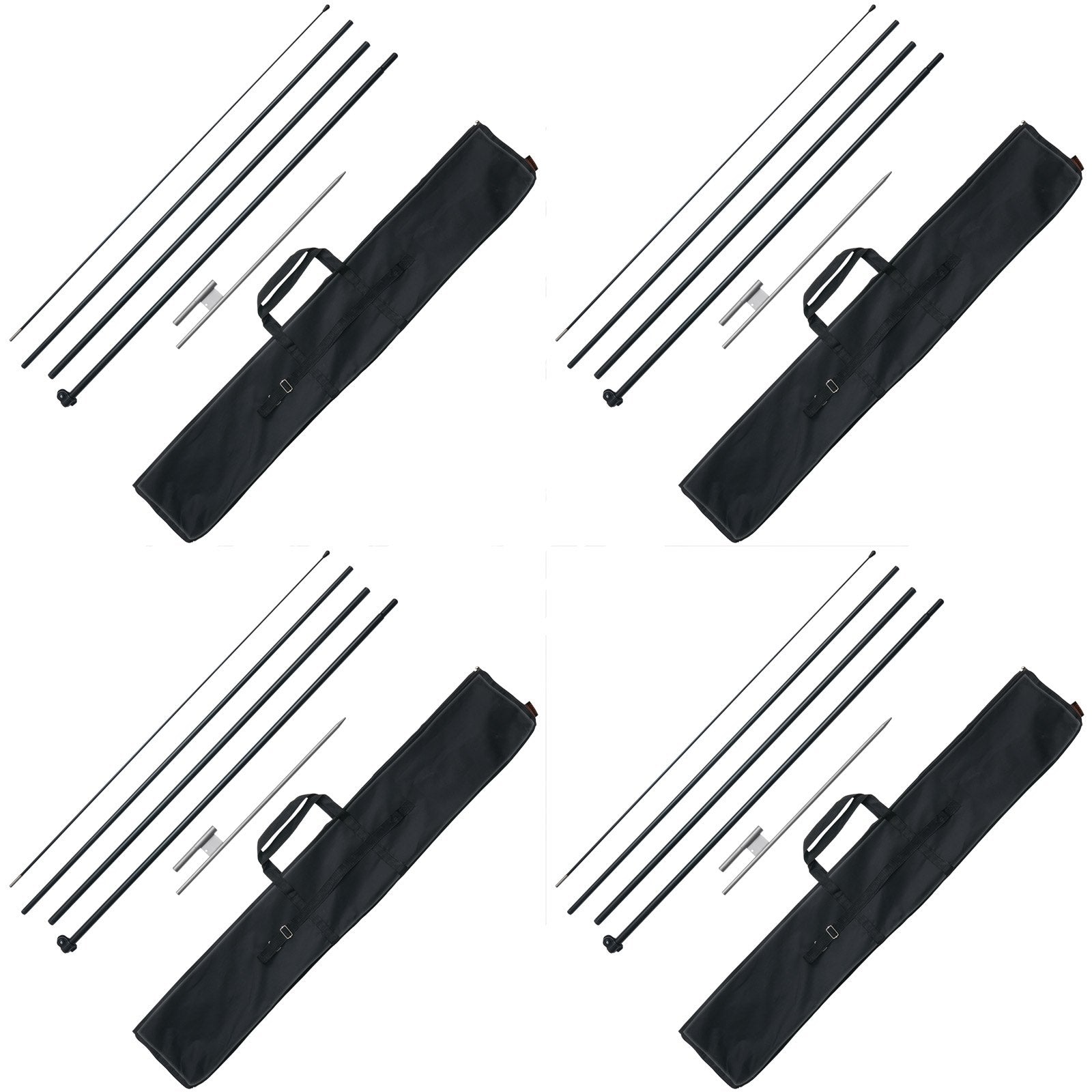 VEVOR Feather Flag Pole Kit 4 Packs Swooper Flag Pole 16.3 ft with Ground Stakes 