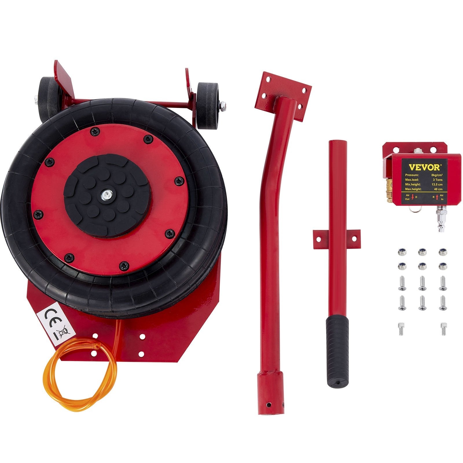 VEVOR Triple Bag Air Jack 3 Ton 6600lbs Pneumatic Car Jack Red Air Jack Portable Lifting Up to 16 Inch 