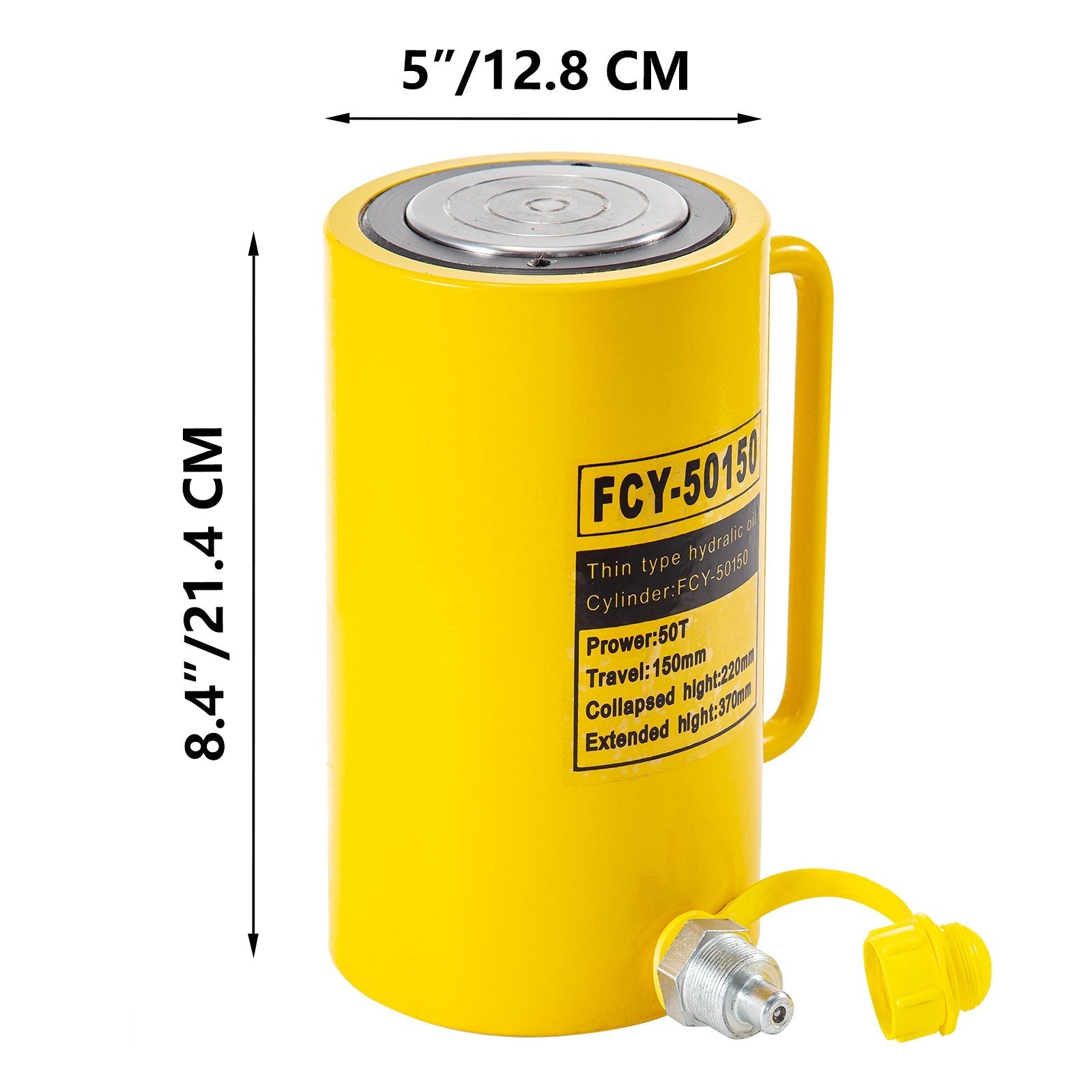 50 Tons 6'' Stroke Single Acting Hydraulic Cylinder Jack Ram Heavy Duty 