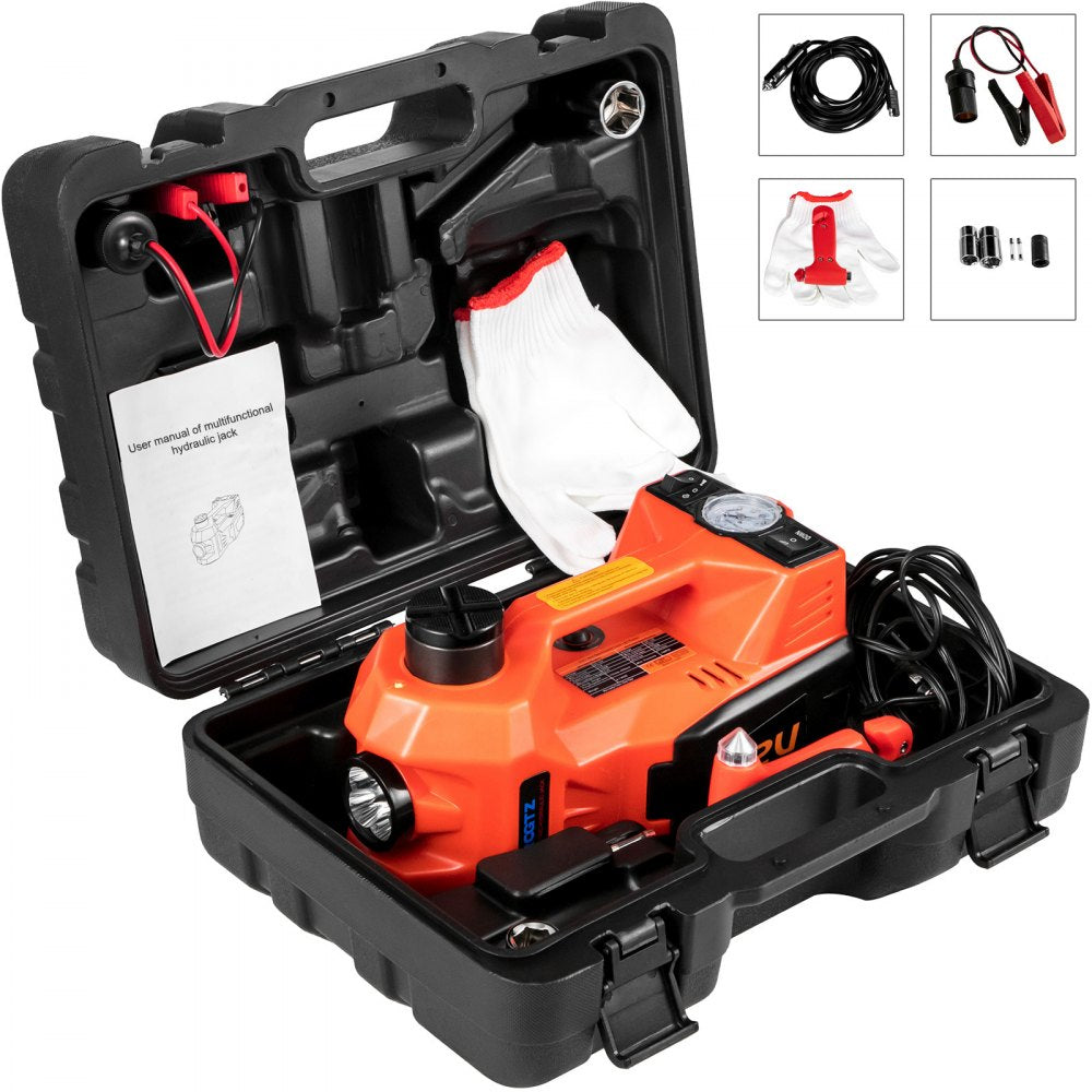 VEVOR Electric Jack 5T Electric Car Jack 12V DC 11023lb Scissor Jack with LED Flashlight All in One for Vehicle Repairing and Tire Replacing Portable Tool Case 