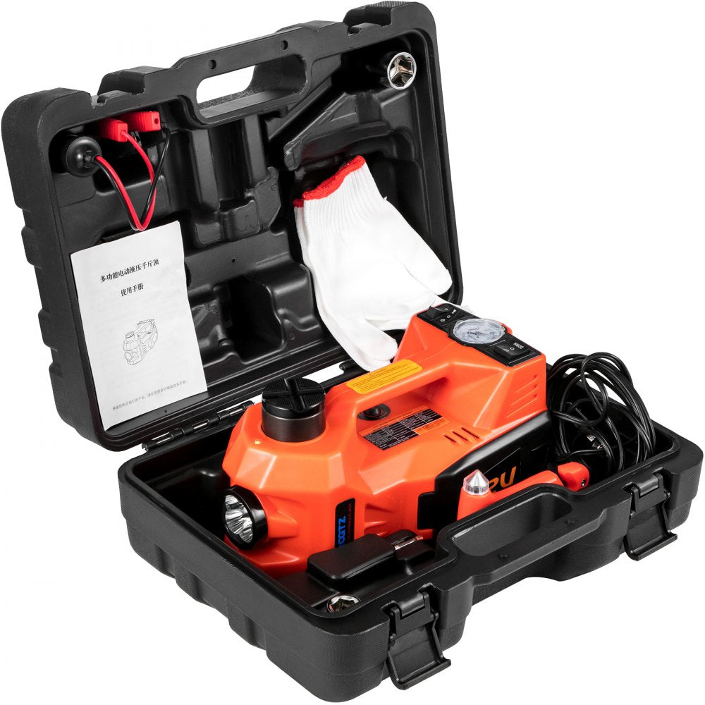 VEVOR Electric Jack 5T Electric Car Jack 12V DC 11023lb Scissor Jack with LED Flashlight All in One for Vehicle Repairing and Tire Replacing Portable Tool Case 