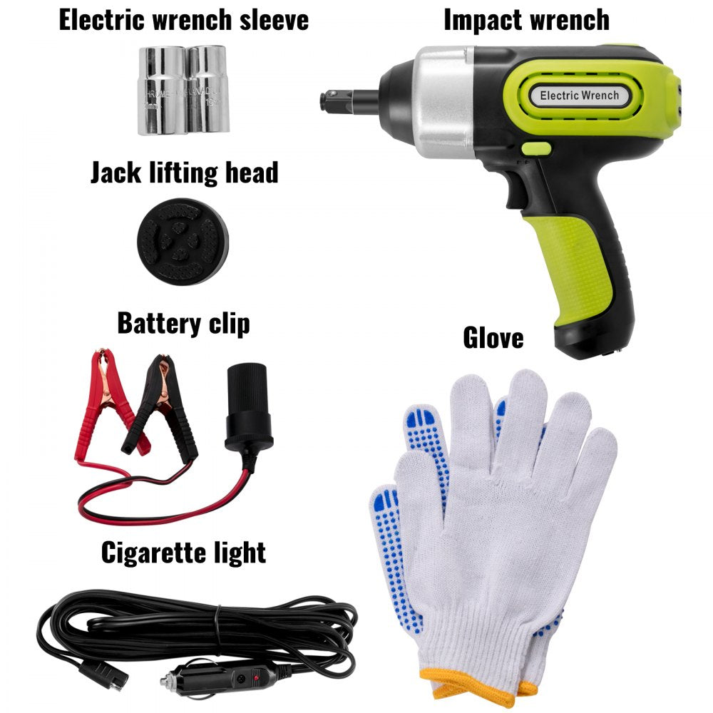 VEVOR Electric Car Jack 5 Ton Car Jack Hydraulic, Electric Floor Jack with Electric Impact Wrench, LED Light Hydraulic Jack Car Repair Tool, 155-530mm Lifting Range for SUV MPV Sedan Truck Repair 