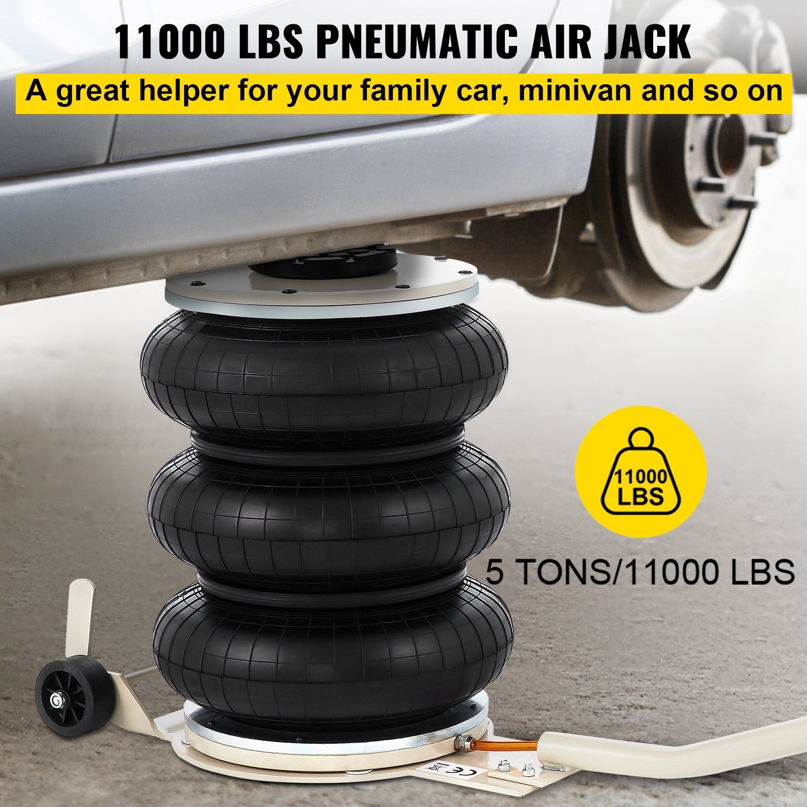 Triple Bag Air Jack Pneumatic Jack 11023LBS Quick Lift 5 Ton Heavy Duty Jacking 