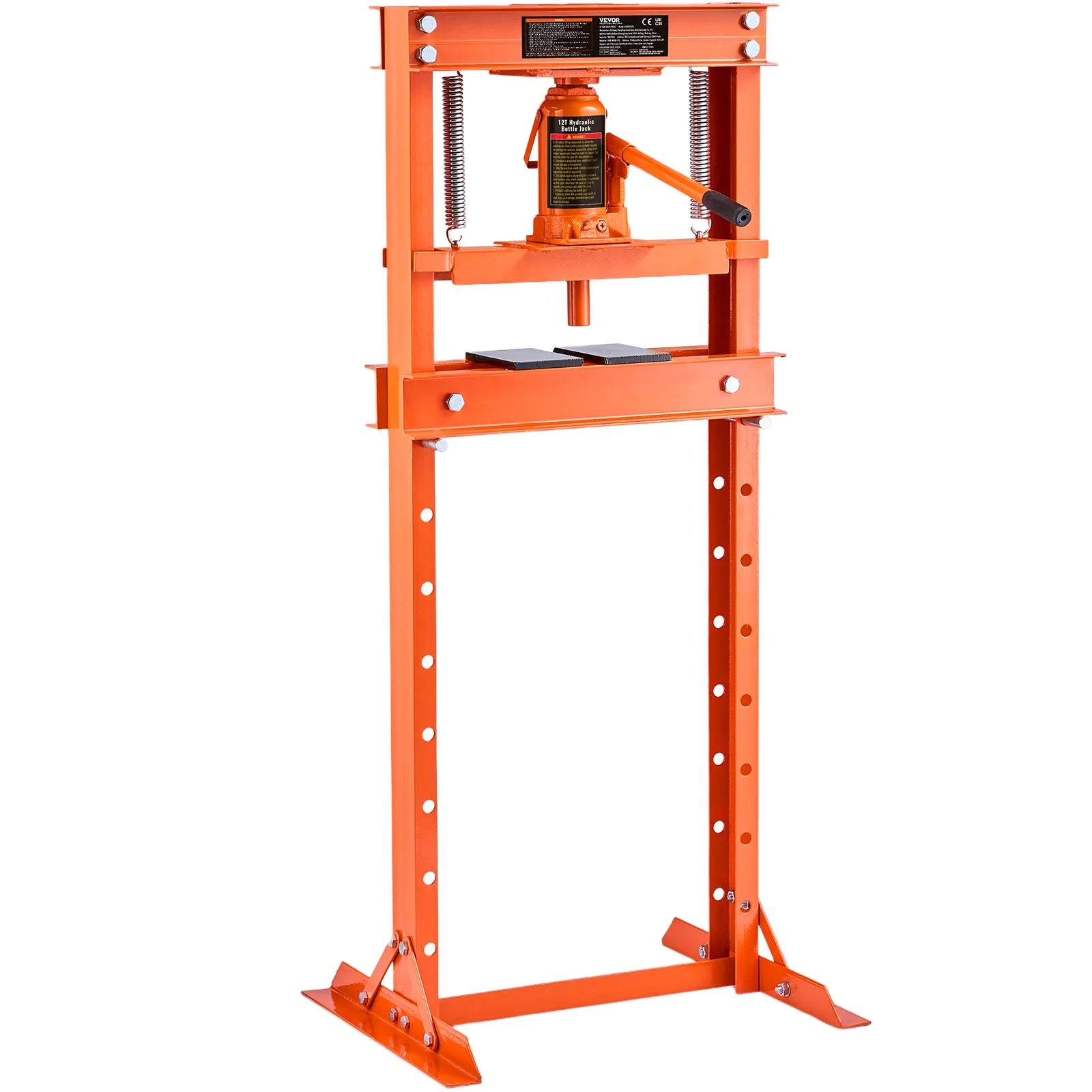 VEVOR Hydraulic Shop Press, 12 Ton H-Frame Hydraulic Garage/Shop Floor Press, Adjustable Shop Press with Press Plates, Heavy Duty Hydraulic Press for Garage, Shop, Workshop