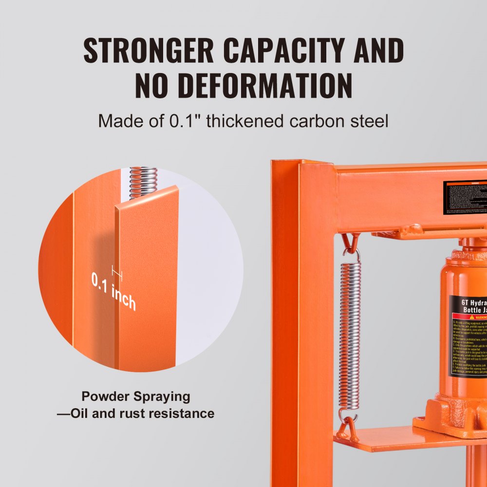 VEVOR Hydraulic Shop Press, 6 Ton H-Frame Hydraulic Garage/Shop Floor Press, Adjustable Shop Press with Press Plates, Heavy Duty Hydraulic Press for Garage, Shop, Workshop 