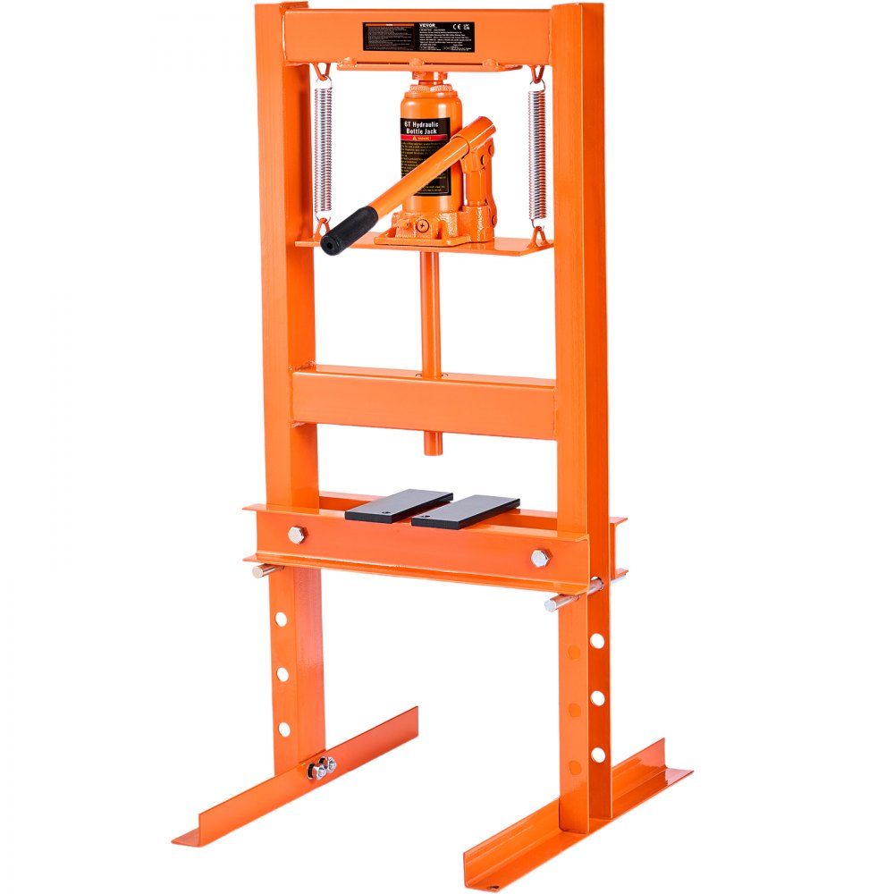 VEVOR Hydraulic Shop Press, 6 Ton H-Frame Hydraulic Garage/Shop Floor Press, Adjustable Shop Press with Press Plates, Heavy Duty Hydraulic Press for Garage, Shop, Workshop 