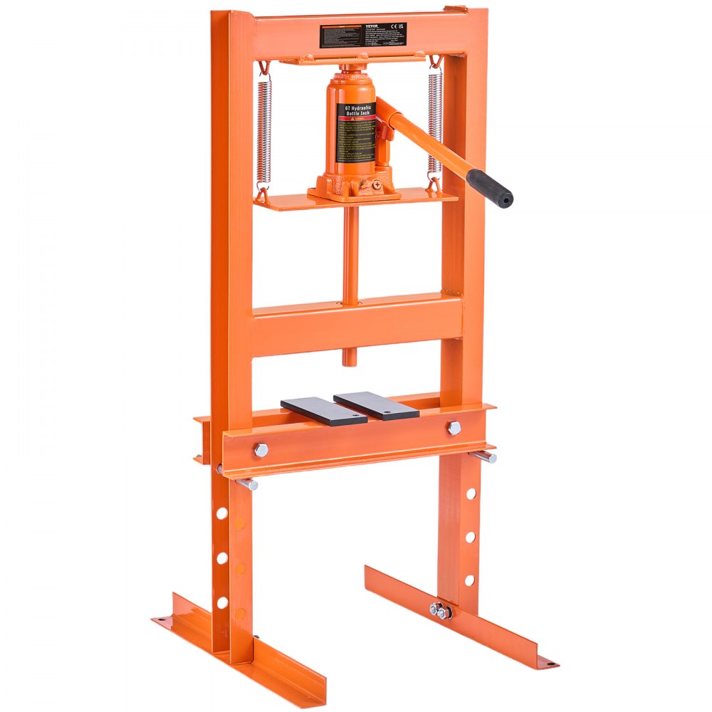 VEVOR Hydraulic Shop Press, 6 Ton H-Frame Hydraulic Garage/Shop Floor Press, Adjustable Shop Press with Press Plates, Heavy Duty Hydraulic Press for Garage, Shop, Workshop 