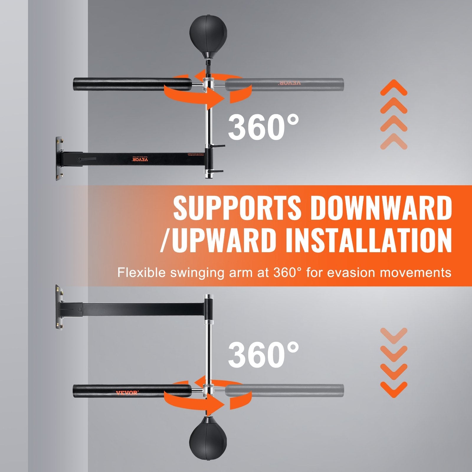 VEVOR Wall Mount Boxing Spinning Bar, Spinning Bar with Punching Ball, Adjustable Boxing Speed Trainer, Reflex Boxing Bar with Gloves, Boxing Training Equipment for Kickboxing, MMA, Fitness 